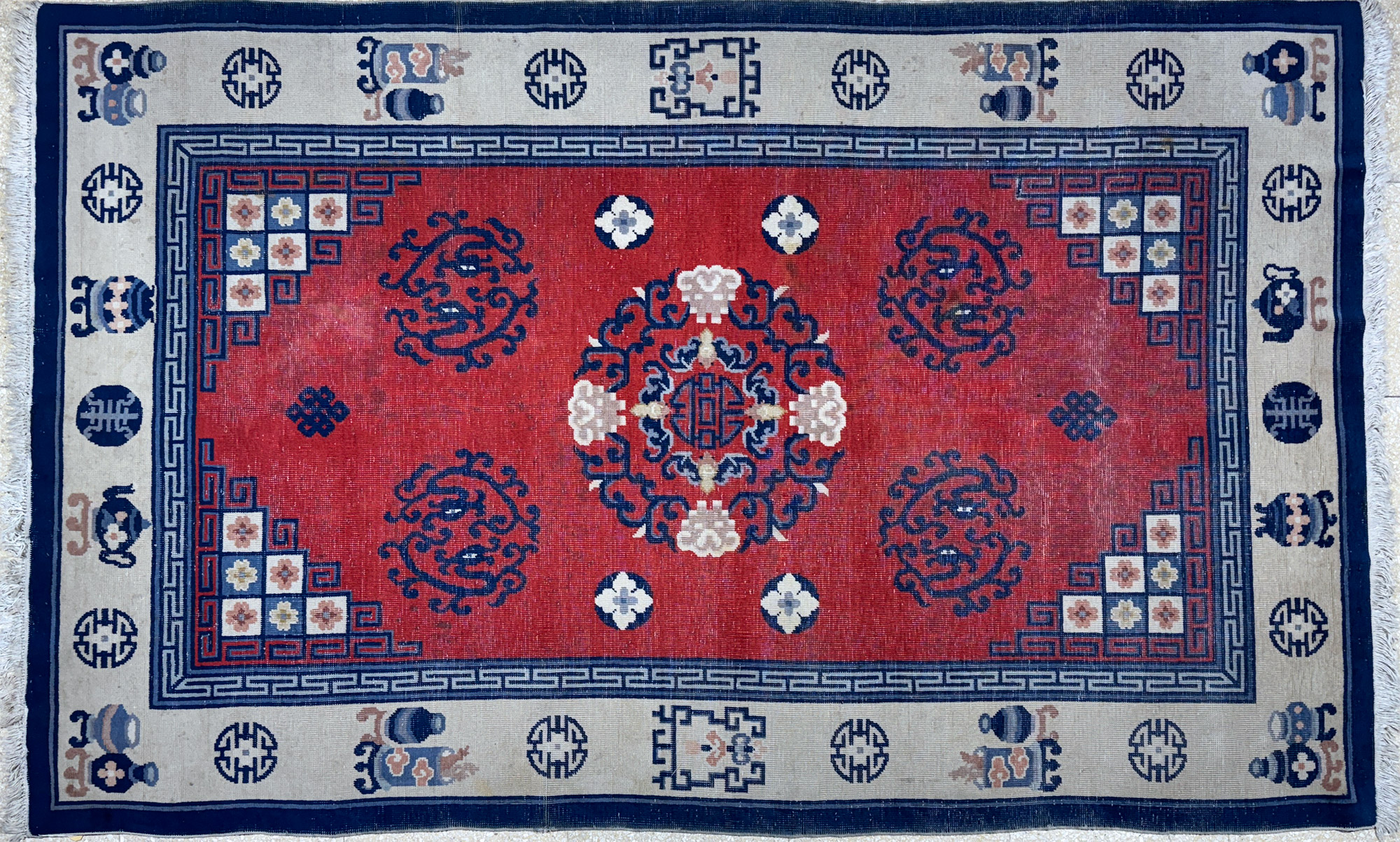 ALFOMBRA CHINA DE LANA TEJIDA A MANO.