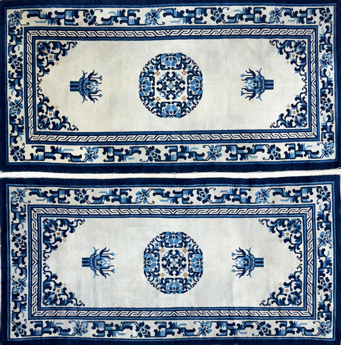 PAR DE ALFOMBRAS CHINAS DE LANA TEJIDA A MANO.