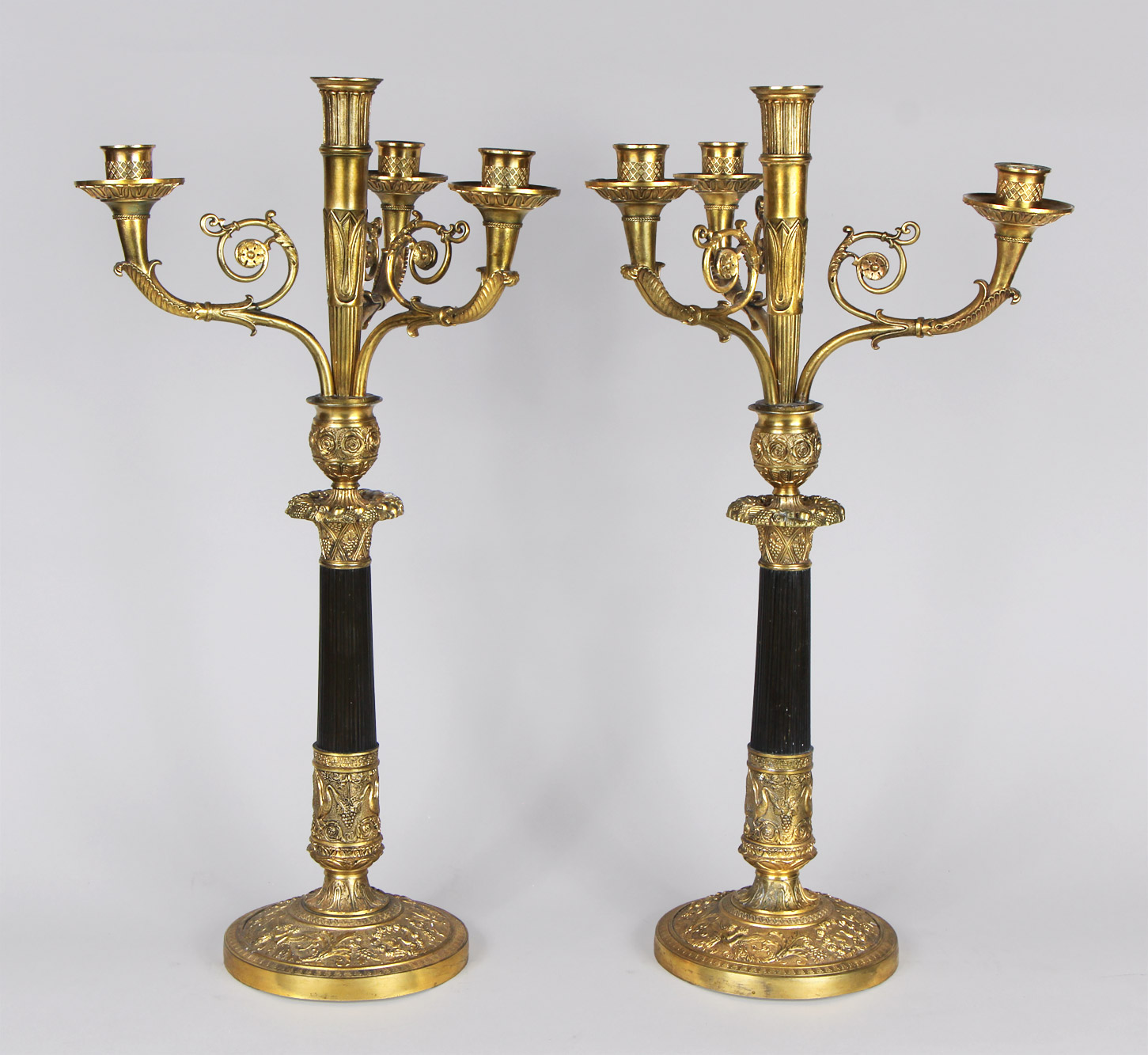  PAR DE ANTIGUOS CANDELABROS FRANCESES IMPERIO.