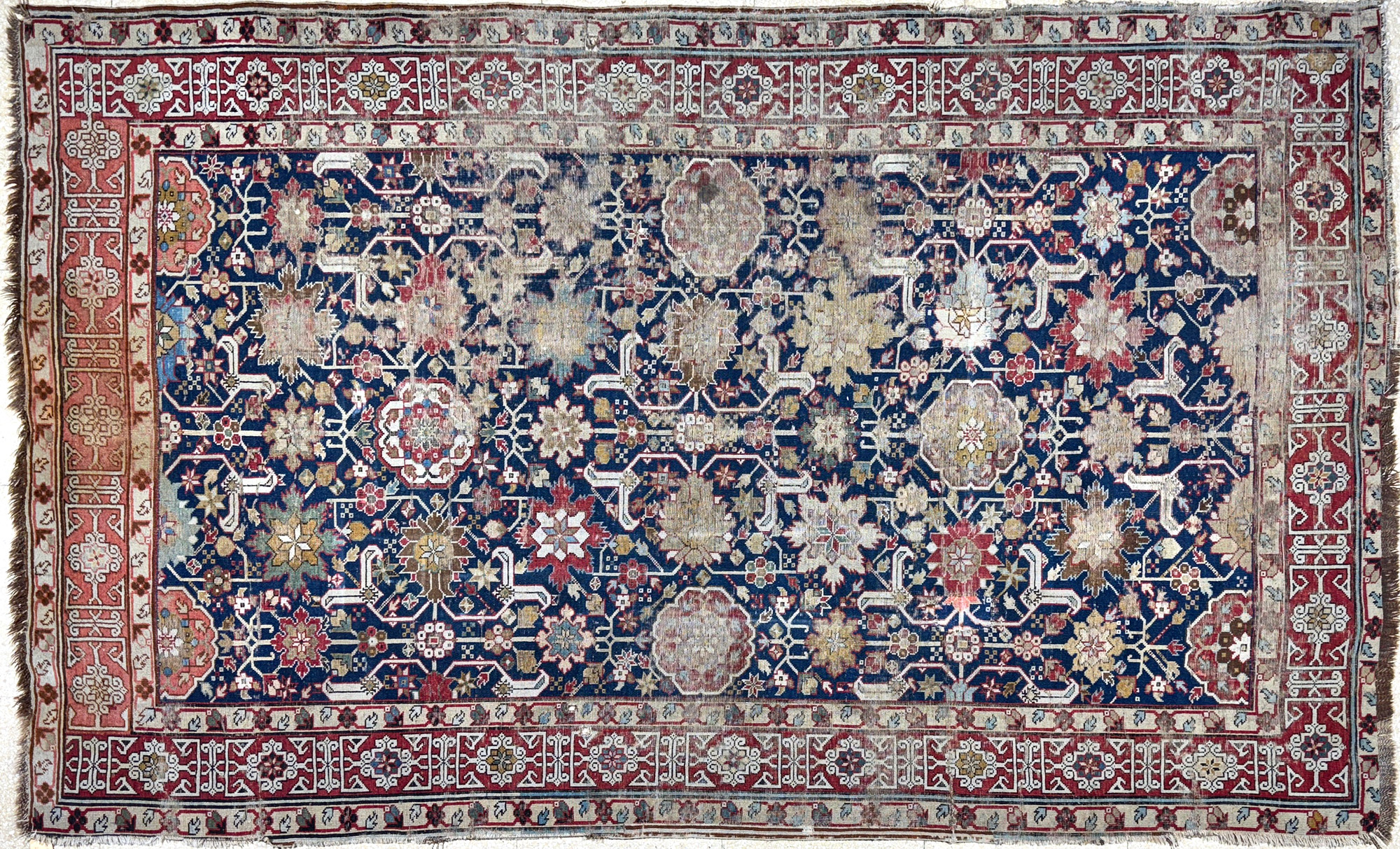  ANTIGUA ALFOMBRA CAUCASICA 'KABISTAN'DE LANA TEJIDA A MANO.