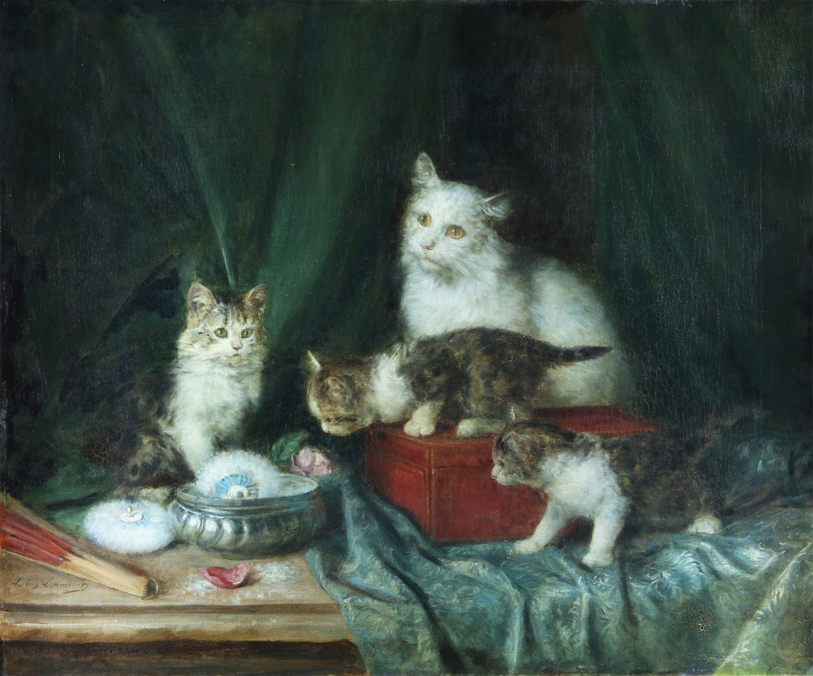 LAMBERT, Louis Eugène 'CHAT ET SES PETITS'