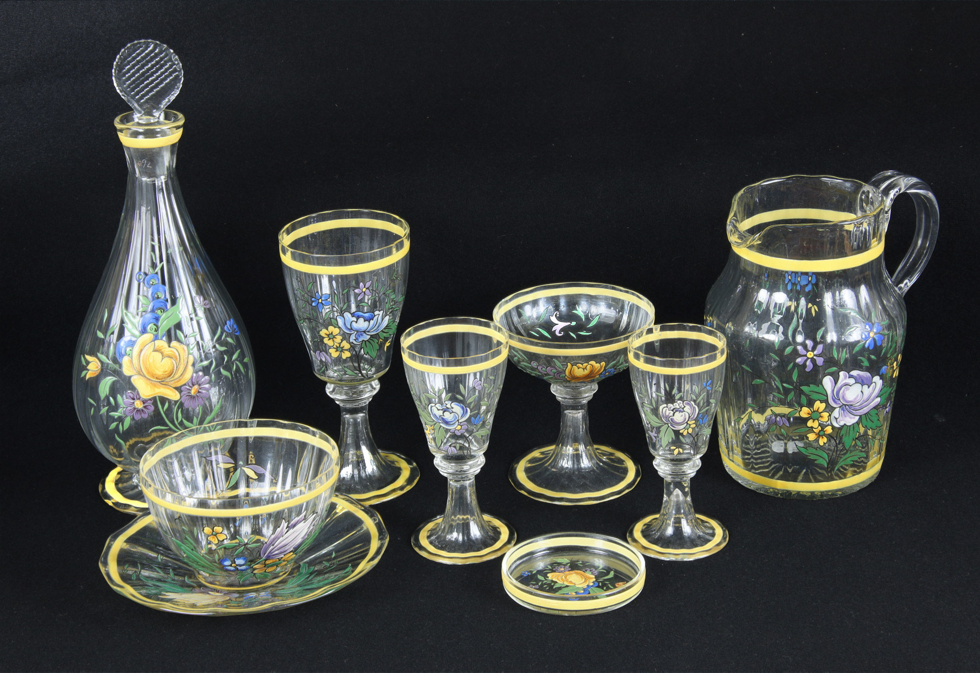  INTERESANTE JUEGO DE COPAS FRANCESAS PINTADAS. 