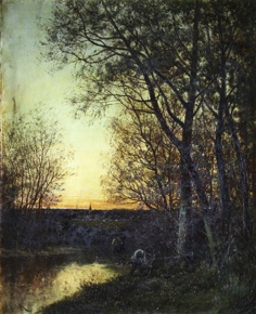 Lote 73: van WYK, Henri 'ATARDECER EN EL BOSQUE' 