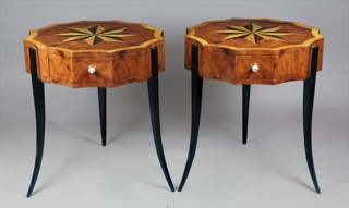 Lote 460: PAR DE MESAS AUXILIARES DE ESTILO ART DECO.  PAR DE MESAS AUXILIARES DE ESTILO ART DECO. 