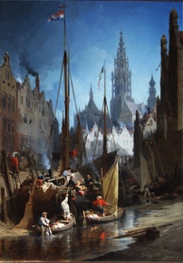 Lote 7: NOEL, Jules Achille 'PECHEURS AU PORT D'ANVERS'