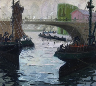 Lote 116: QUINQUELA MARTIN, Benito 'DIA DE NIEBLA ROSADA'