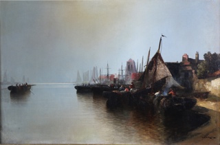 Lote 88: VAN HIER, Joachim 'ESCENA DE PUERTO' 