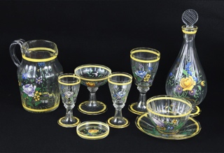 Lote 541: INTERESANTE JUEGO DE COPAS FRANCESAS PINTADAS.  INTERESANTE JUEGO DE COPAS FRANCESAS PINTADAS. 