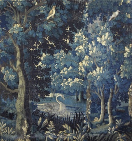 Lote 475: FRAGMENTO DE ANTIGUA TAPICERIA FRANCESA VERDURE SIGLO XVIII. FRAGMENTO DE ANTIGUA TAPICERIA FRANCESA VERDURE SIGLO XVIII.