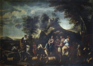 Lote 28: ANONIMO 'JACOB Y SU FAMILIA EN LA HUIDA DE EGIPTO'