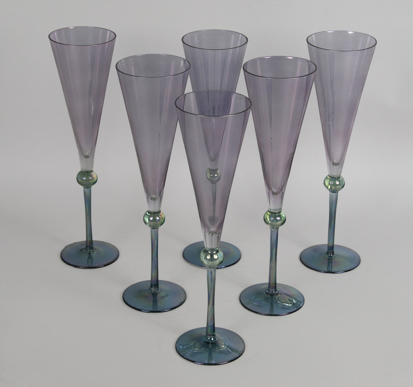  DOCE COPAS DE VIDRIO DE MURANO PARA CHAMPAGNE.