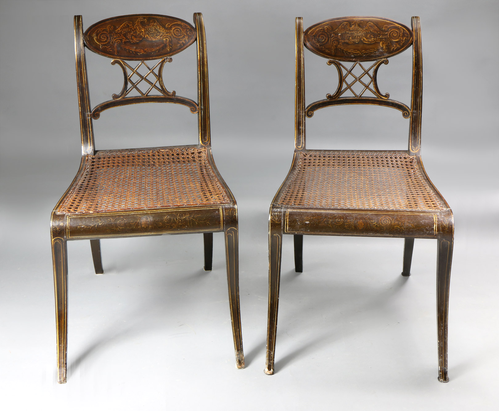  PAR DE ANTIGUAS SILLAS INGLESAS REGENCY .