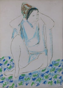 Lote 197: SOLDI, Raúl   'MUJER SENTADA' SERIGRAFIA FIRMADA. 