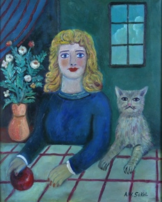 Lote 162: SOKOL, Ana María 'MUJER Y GATO'